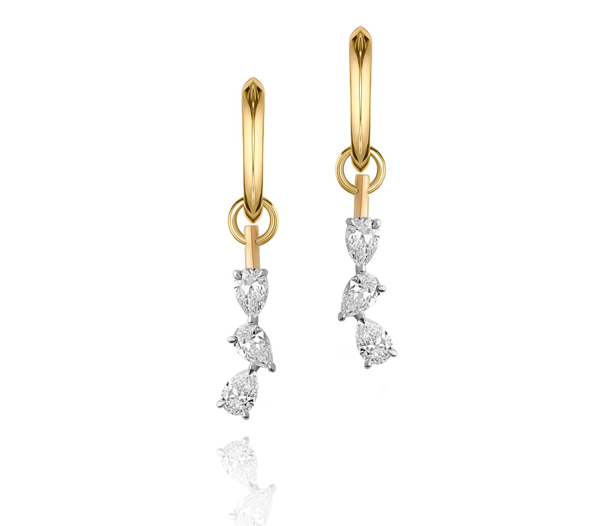 Phillips House One of One Triple Drop Pear Diamond Huggie Earrings
