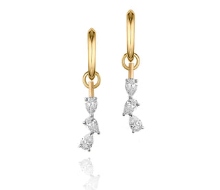 One of One Triple Drop Pear Diamond Huggie Earrings thumbnail