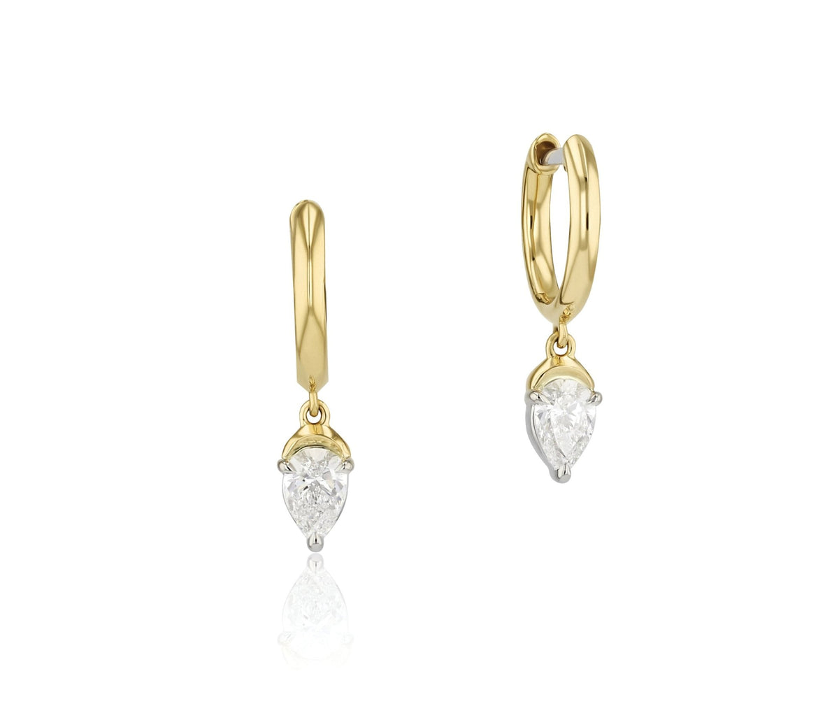 Phillips House One of One Pear Diamond Drop Huggie Earrings