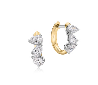 One of One Triple Mini Pear Diamond Huggie Earrings thumbnail