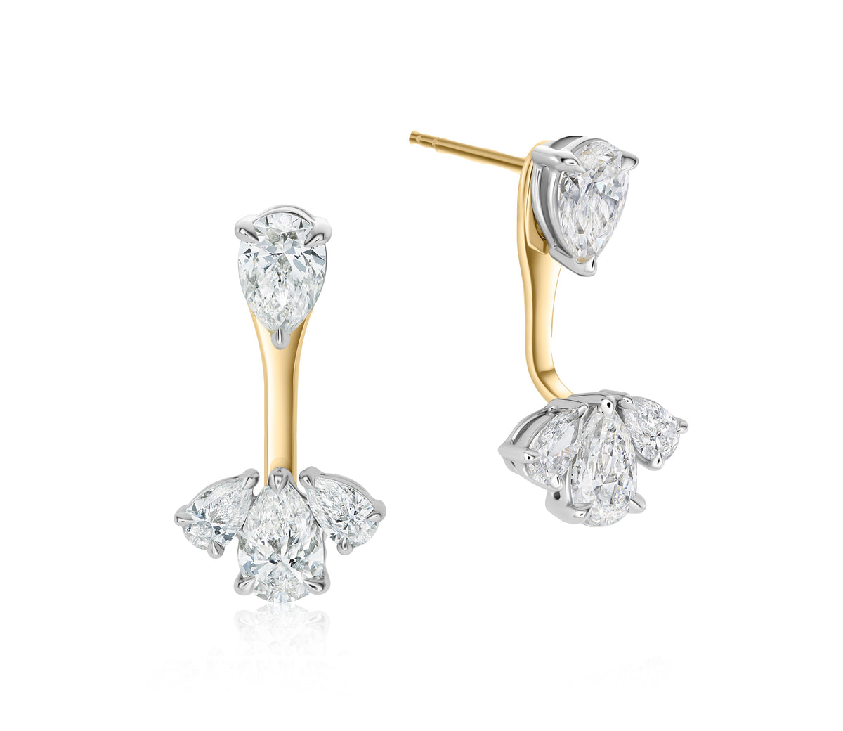 One of One Triple Pear Diamond Ear Jackets