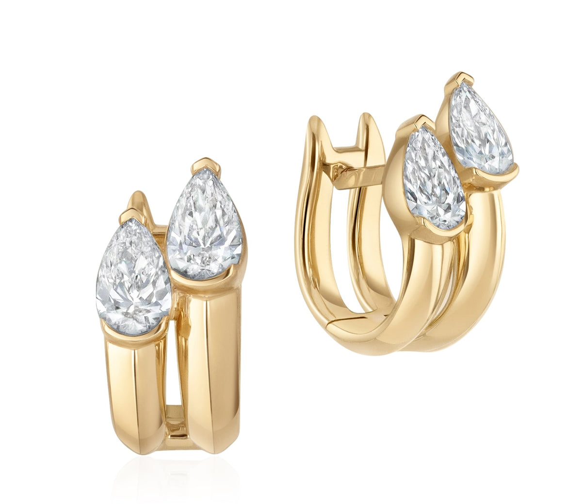 Phillips House One of One Double Pear Diamond Huggie Earrings