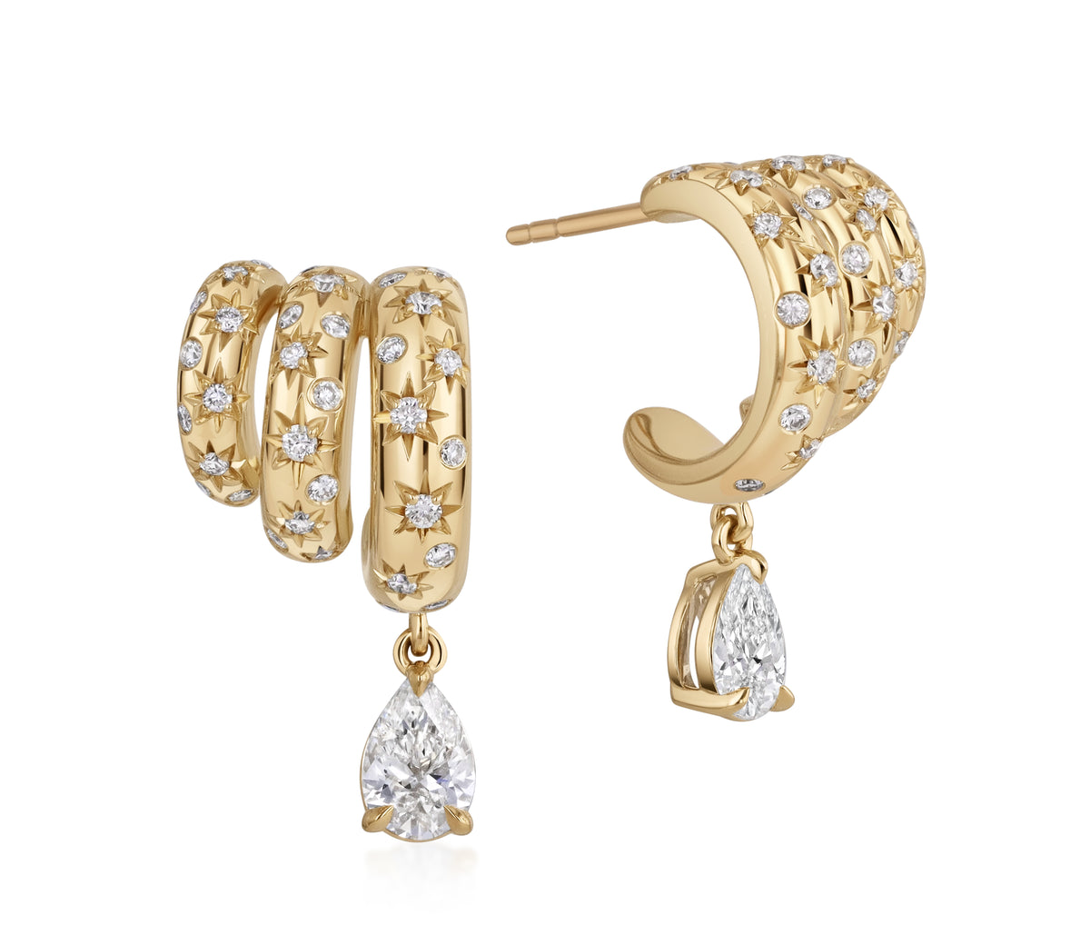 Supernova Star Set Triple Hoop Earrings