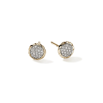JH Essential Pavé Stud Earring, Gold, Diamonds, 7MM