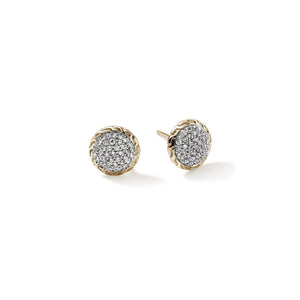 JH Essential Pavé Stud Earring, Gold, Diamonds, 10MM