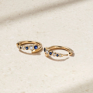Bubbly Coil Sapphire and Diamond Huggie Earrings thumbnail