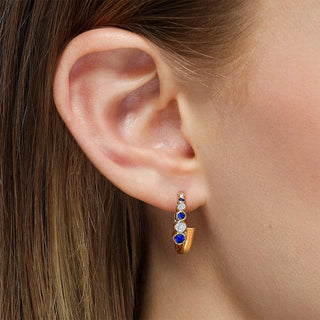 Bubbly Coil Sapphire and Diamond Huggie Earrings thumbnail