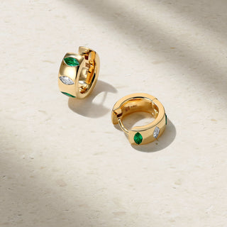 Guardian Emerald and Diamond Huggie Earrings thumbnail