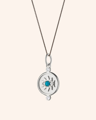 Mini "Protect" Evil Eye Necklace with Turquoise and White Sapphire thumbnail