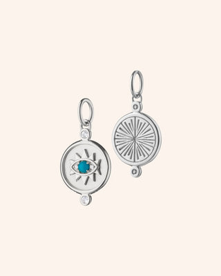 Mini "Protect" Evil Eye Necklace with Turquoise and White Sapphire thumbnail