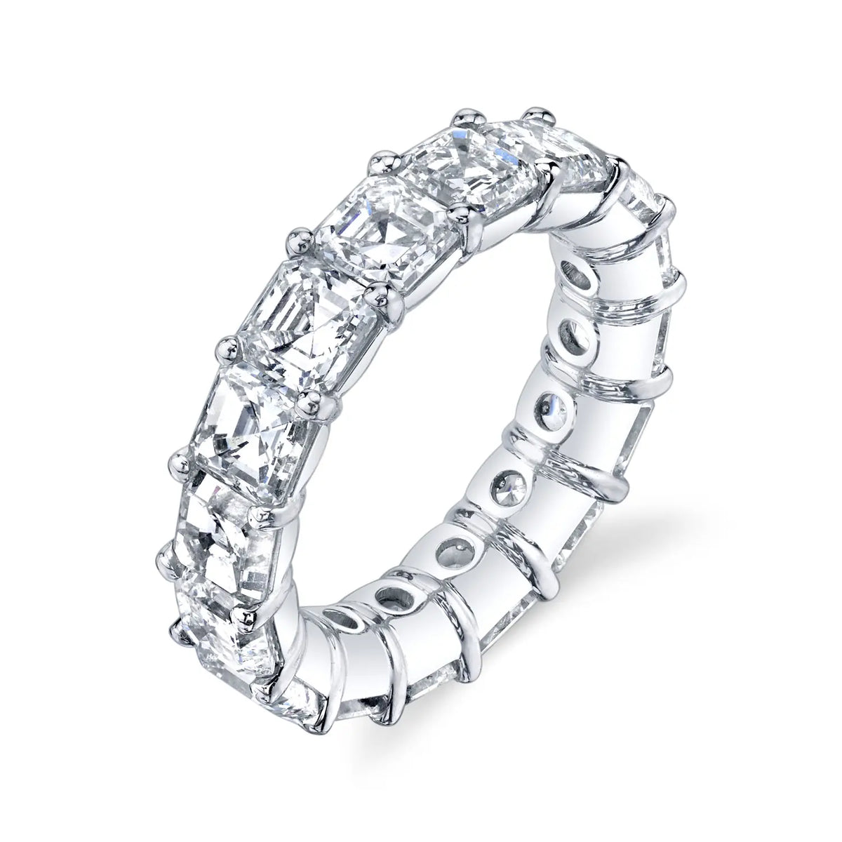Platinum Larger Asscher-Cut Diamond Eternity Band, 6ct G-H, VS