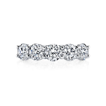 14K White Gold Five Stone Round Diamond Shared Prong Band, 1.65ct H-I, SI3