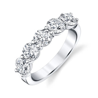 Platinum Five Stone Round Diamond Shared Prong Band, 2.5ct G-H, VS thumbnail