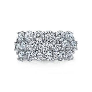 18K White Gold Three Row Round Diamond Prong-Set Band, 4ct G-H, SI1-SI2 thumbnail