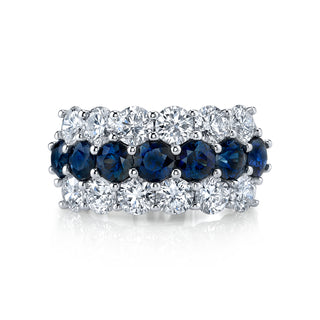 18K White Gold Diamond & Sapphire Half Eternity Band - F038B8 thumbnail