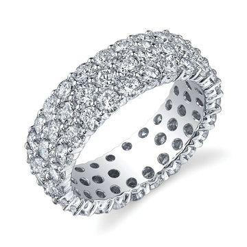18K White Gold 3-Row Diamond Eternity Band - F042B8