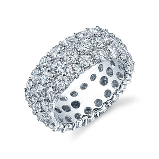 18K White Gold Three Row Round Diamond Prong-Set Eternity Band, 8.1ct G-H, SI1-SI2 thumbnail