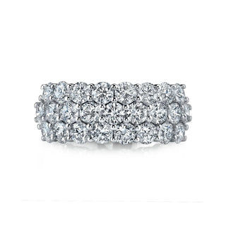18K White Gold Three Row Round Diamond Prong-Set Eternity Band, 8.1ct G-H, SI1-SI2 thumbnail