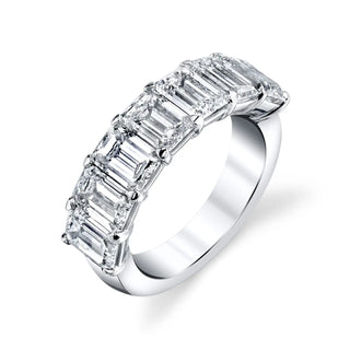 18K White Gold Seven Stone Emerald-Cut Diamond Shared Prong Band, 1.4ct G-H, VS thumbnail