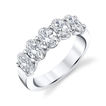 18K White Gold Five Stone Oval-Cut Diamond Shared Prong Band, 2ct G-H, VS