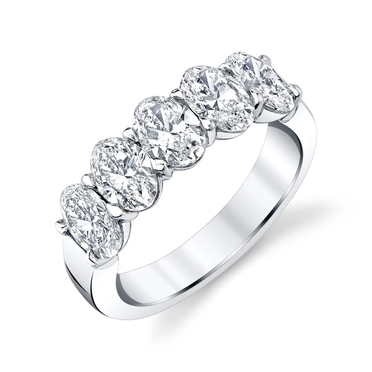 Platinum Five Stone Oval-Cut Diamond Shared Prong Band, 2ct G-H, VS