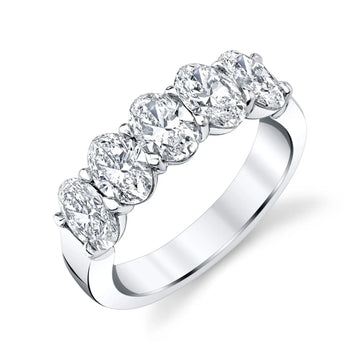 Platinum Five Stone Oval-Cut Diamond Shared Prong Band, 2ct G-H, VS