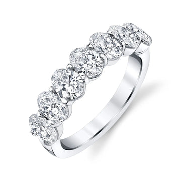 Platinum Seven Stone Oval-Cut Diamond Shared Prong Band, 1.75ct G-H, VS