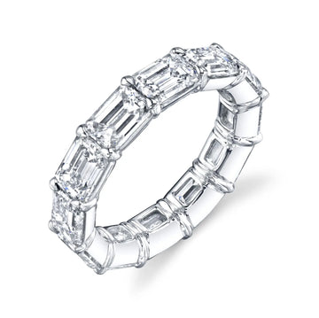 Platinum Larger East West Emerald-Cut Diamond Eternity Band, 5ct G-H, VS