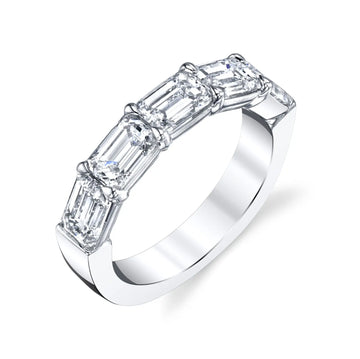 18K White Gold Larger East West Emerald-Cut Diamond Band, 2.25ct G-H, VS