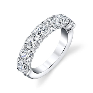 18K White Gold Seven Stone Cushion-Cut Diamond Shared Prong Band, 2.8ct G-H, SI1-SI2 thumbnail