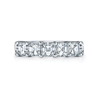 18K White Gold Seven Stone Asscher-Cut Diamond Shared Prong Band, 2.8ct G-H, VS thumbnail