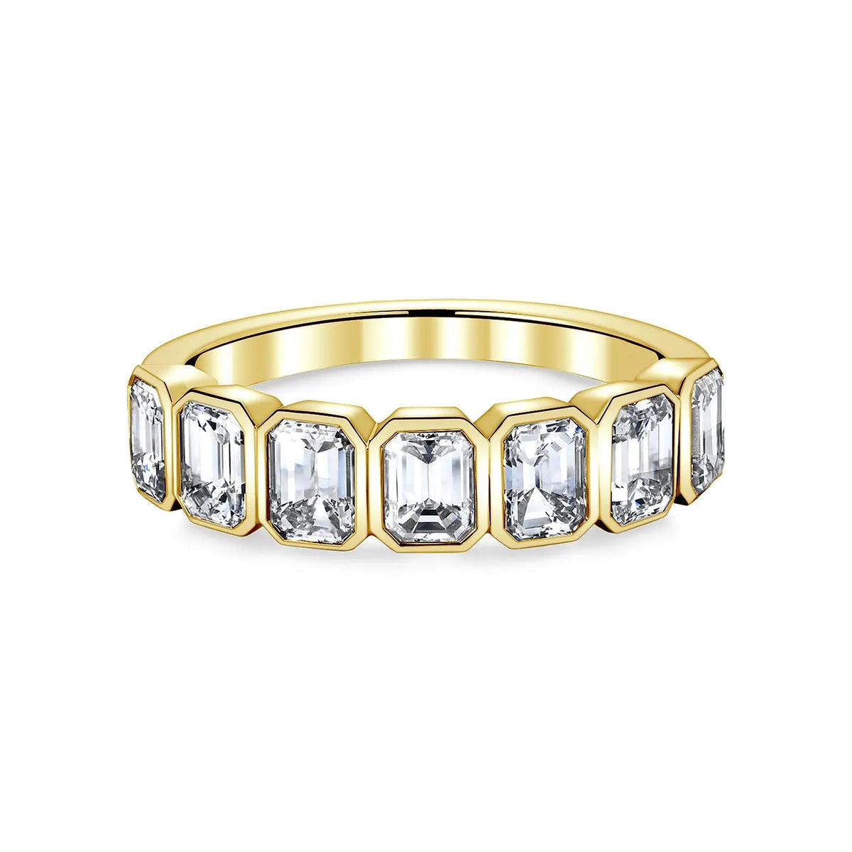 Seven Stone Emerald-Cut Diamond Bezel-Set Eternity Band