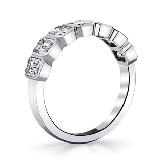 18K White Gold Seven Stone Emerald-Cut Diamond Bezel-Set Eternity Band, 2.3ct G-H, VS thumbnail