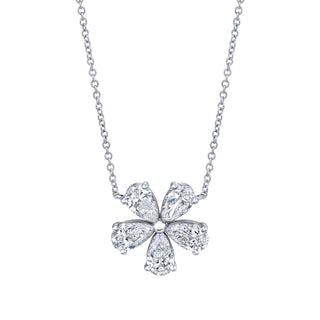 Norman Silverman 18K White Gold Pear Shape=1.22 Flower Pendant 16" G/H VS2 - F20021 thumbnail