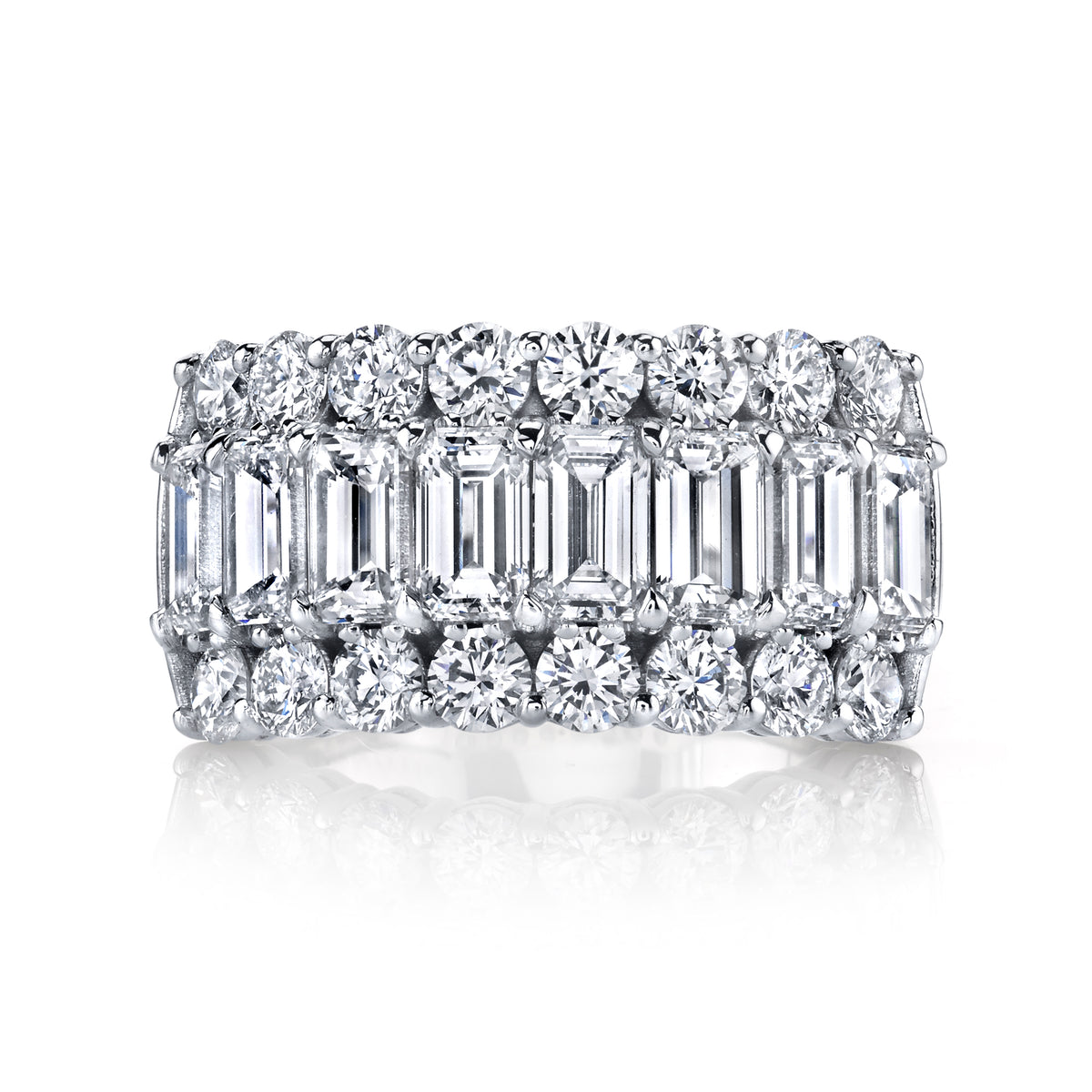 18K White Gold 3-Row Diamond Band - F200A8