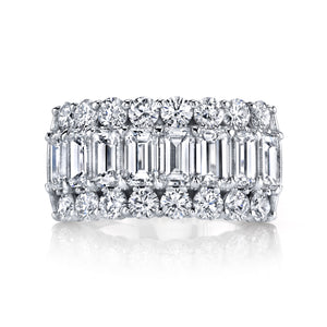 18K White Gold 3-Row Diamond Band - F200A8