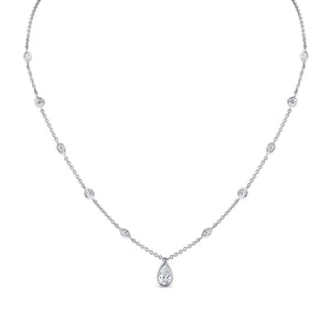 Norman Silverman 18K White Gold Pear Shape=0.82 Pendant 16" H/Si1 Gia - F20473