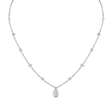 Norman Silverman 18K White Gold Pear Shape=0.82 Pendant 16" H/Si1 Gia - F20473
