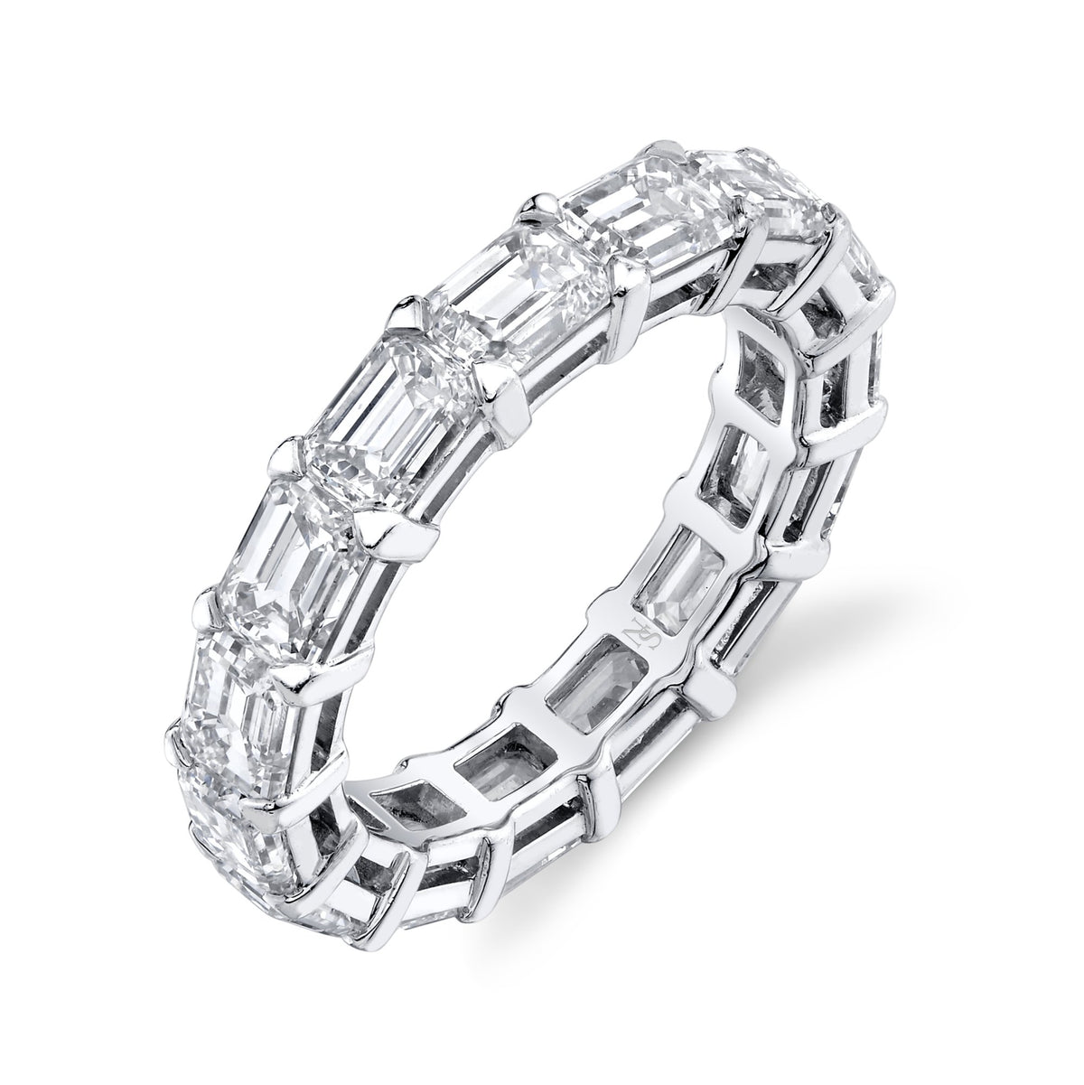 Norman Silverman Platinum Emerald Cut Eternity D=4.55 Band - F20561