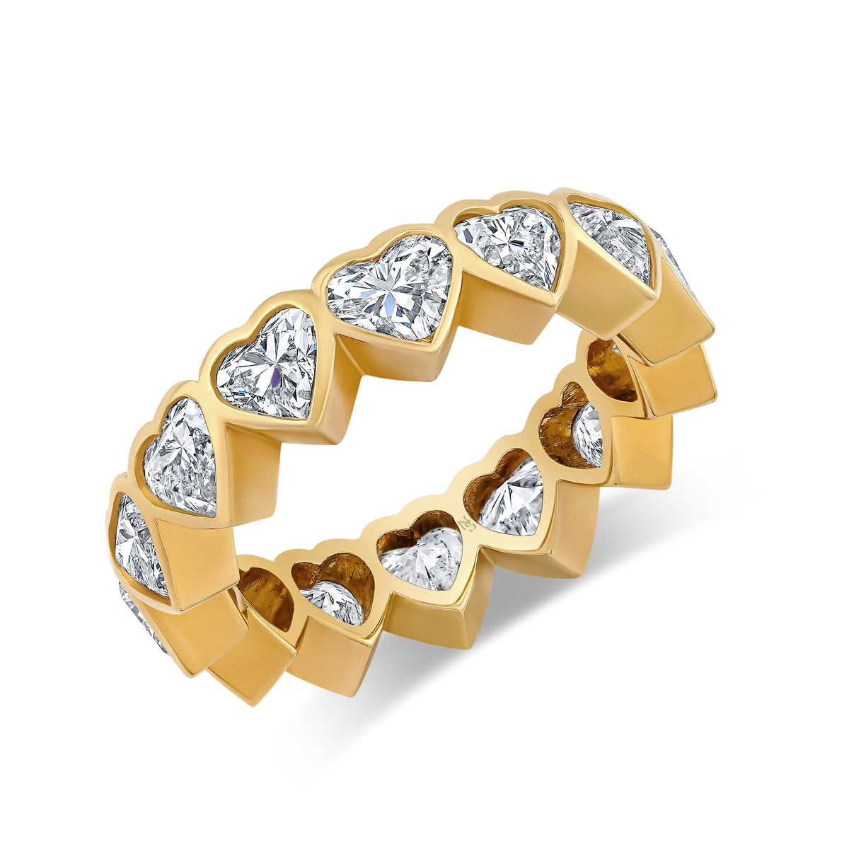 Norman Silverman 18K Yellow Gold Bezel Heart Shape D=4.30 Eternity Band Ring - F20758