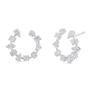 18K White Gold Fancy Shape Diamond Hoop Earrings - F21260 thumbnail
