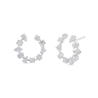 18K White Gold Fancy Shape Diamond Hoop Earrings thumbnail