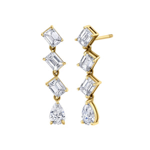 18K Yellow Gold Emerald Cut Earrings - F21529