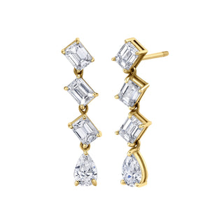 18K Yellow Gold Emerald Cut Earrings - F21529 thumbnail
