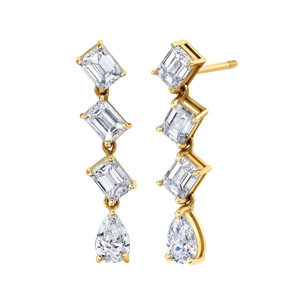 18K Yellow Gold Emerald Cut Earrings