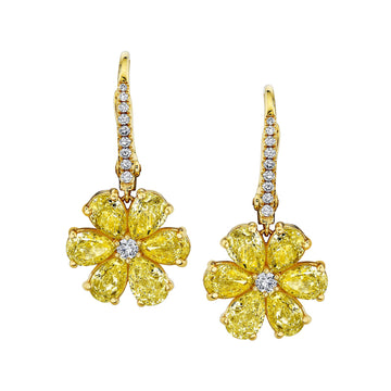 18K Yellow Gold Pear Shape Drop Earrings