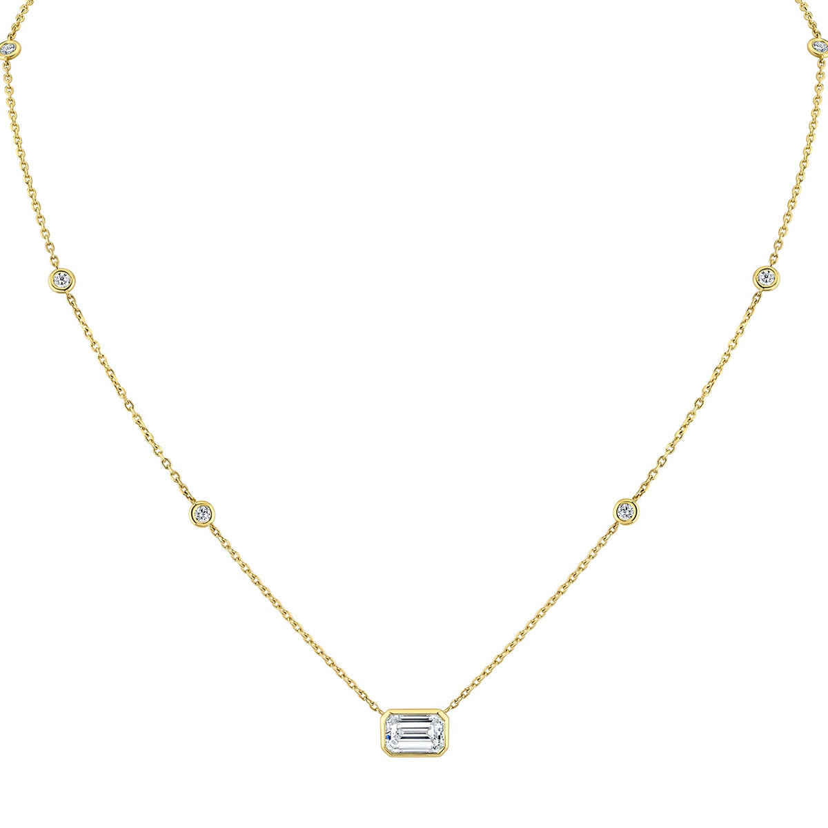 18K Yellow Gold Emerald Cut Diamond Neckalce