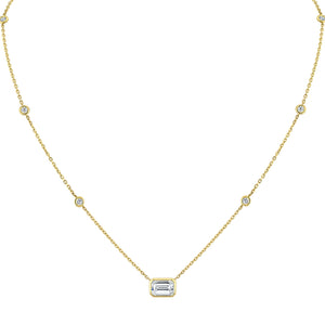 18K Yellow Gold Emerald Cut Diamond Neckalce