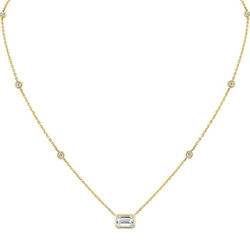 18K Yellow Gold Emerald Cut Diamond Neckalce