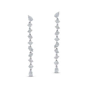 18K White Gold Diamond Dangle Earring - F21975